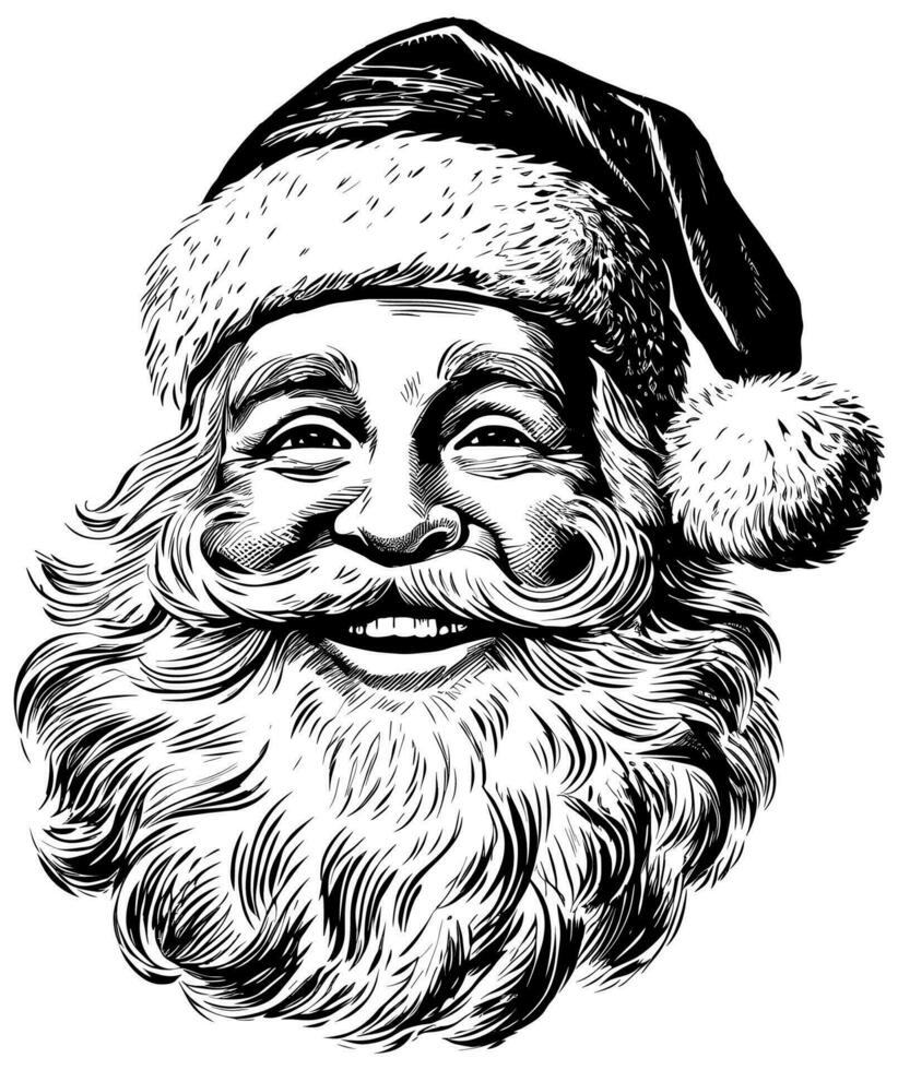 Santa Head Woodcut vector