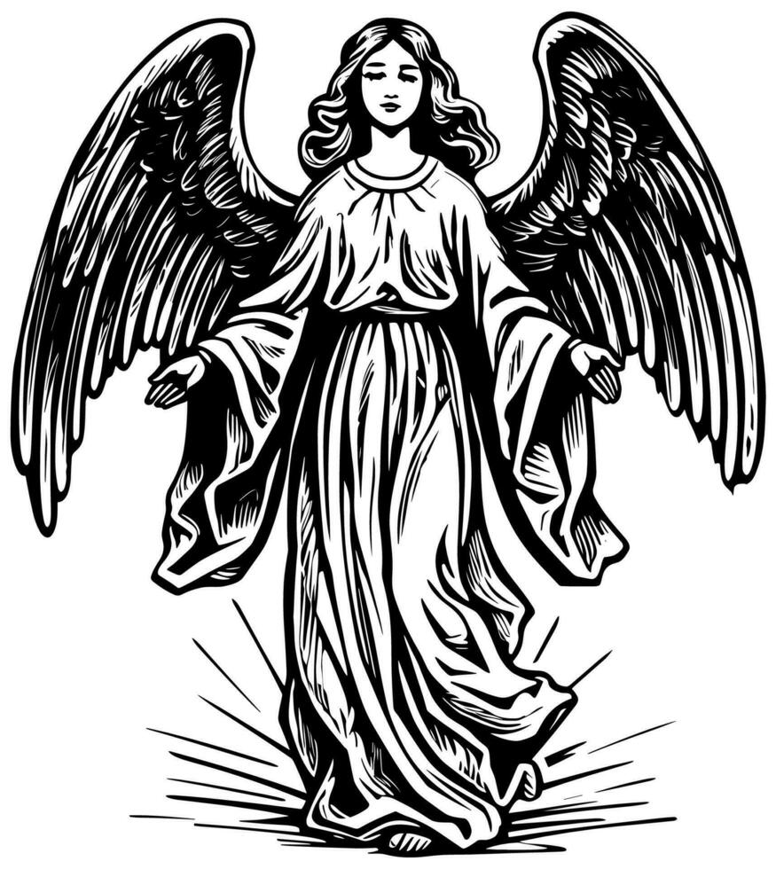 Angel Woodcut Style vector