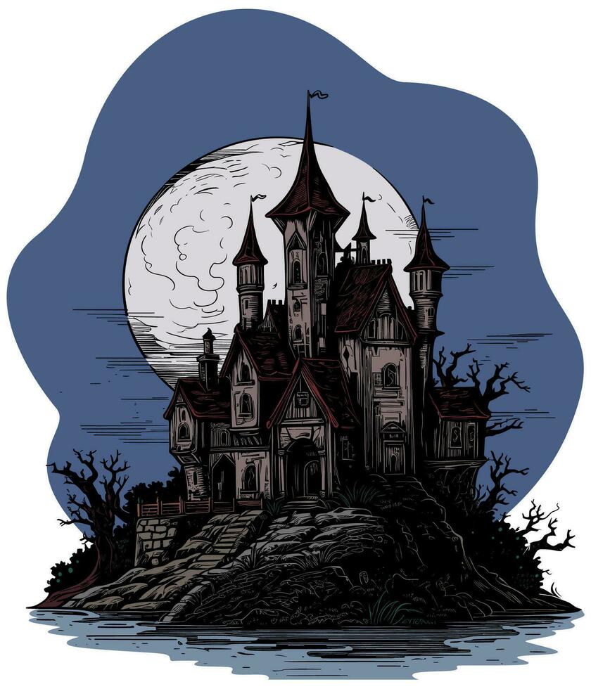 Dark Creepy Castle vector