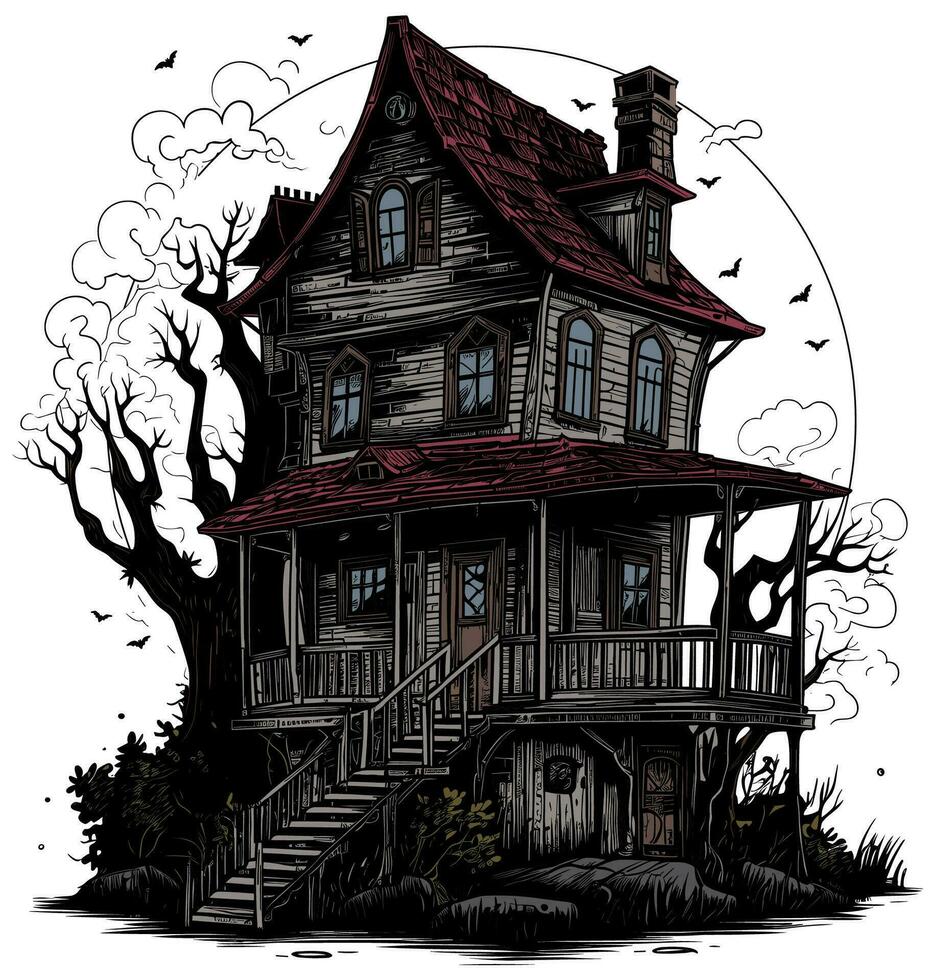 Haunted House on White vector