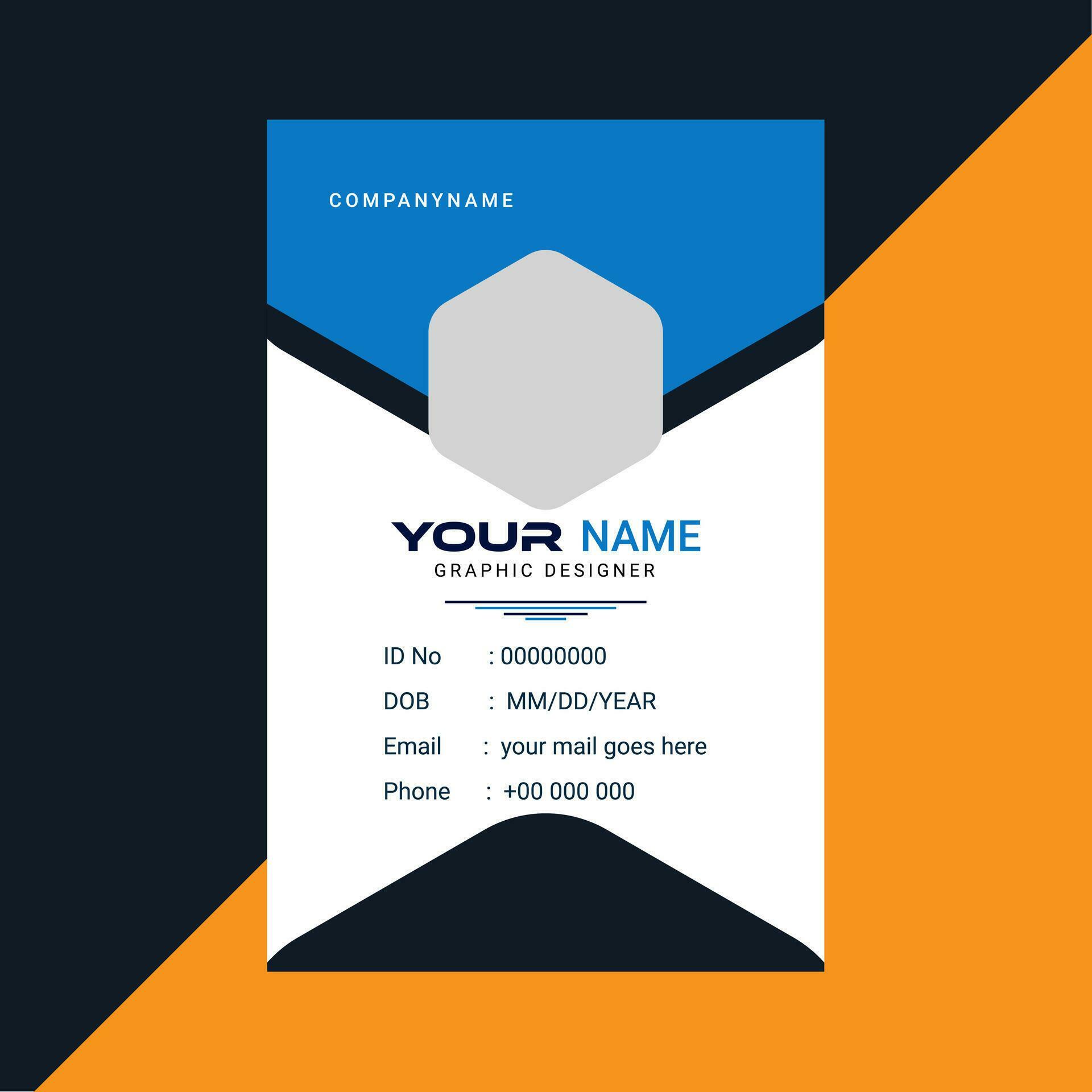 Id card template professional id card design template with Blue black