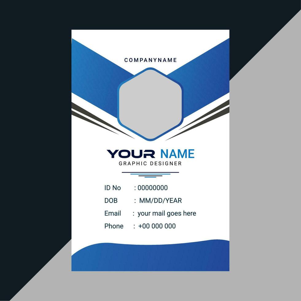 Vector corporate id card professional id card design template with Blue black. corporate modern business id card design template. Company employee id card template pro Vector