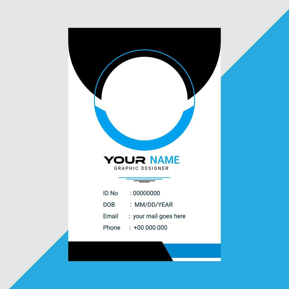 Vector office id card template abstract style blue and black