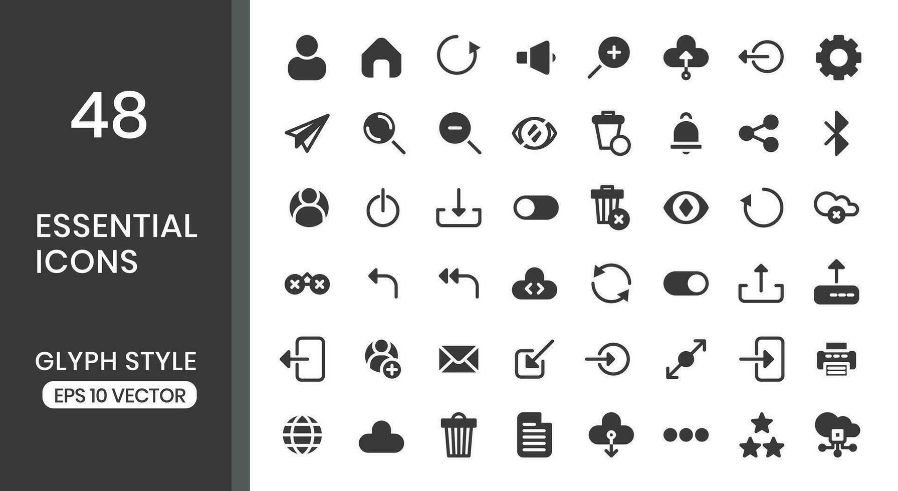 Essential glyph icons set.The collection includes of business developments ,programing , web design,app design and more. vector