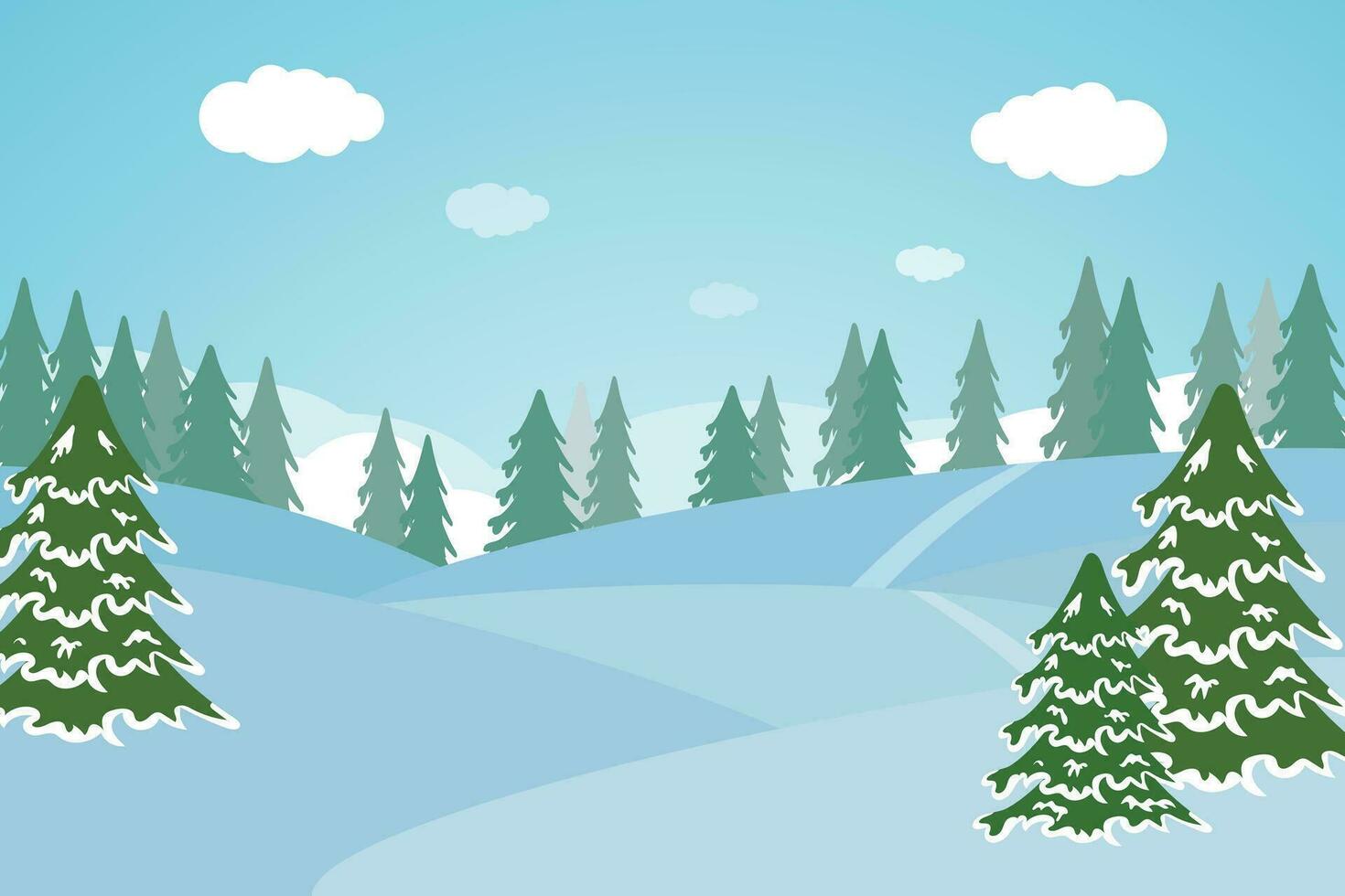 vector ilustración de un invierno paisaje con abeto arboles