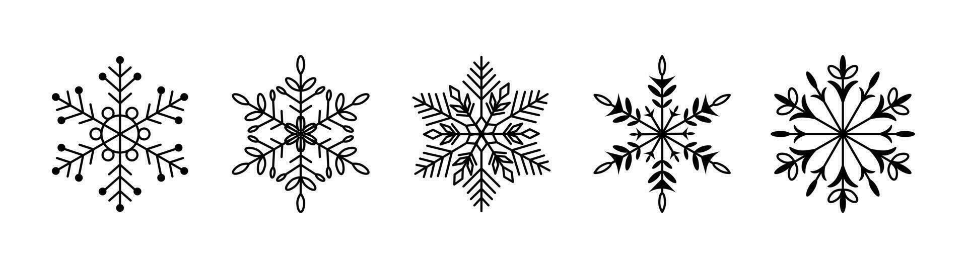 Beautiful snowflakes isolated on a white background. Snow icons. Elements for Christmas and New Year banner. vector