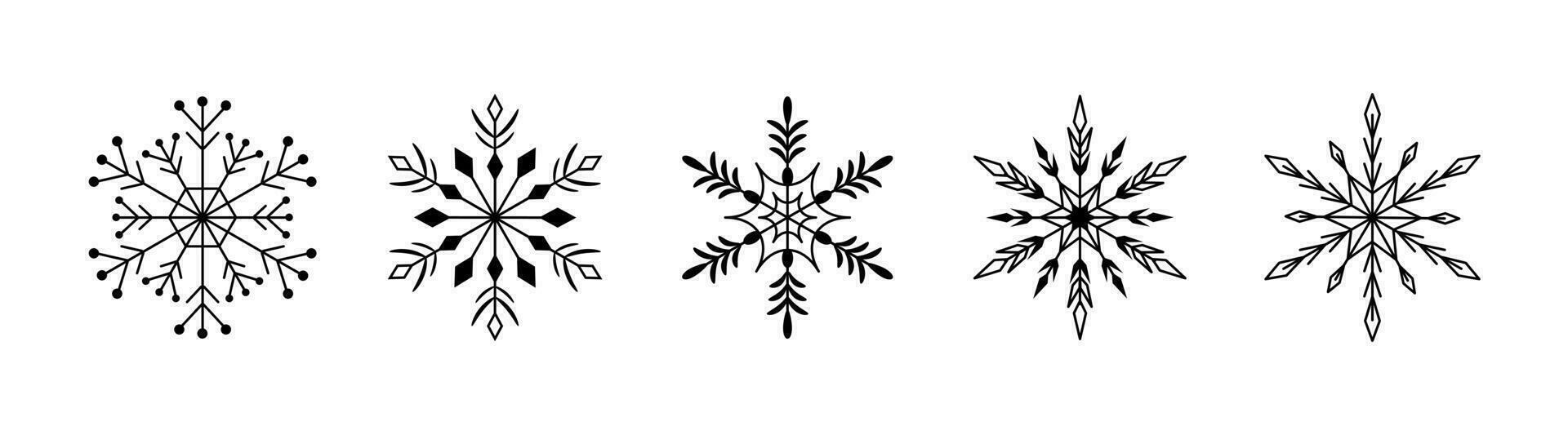 Set of snowflakes. Snowflakes icons isolated on white background. vector