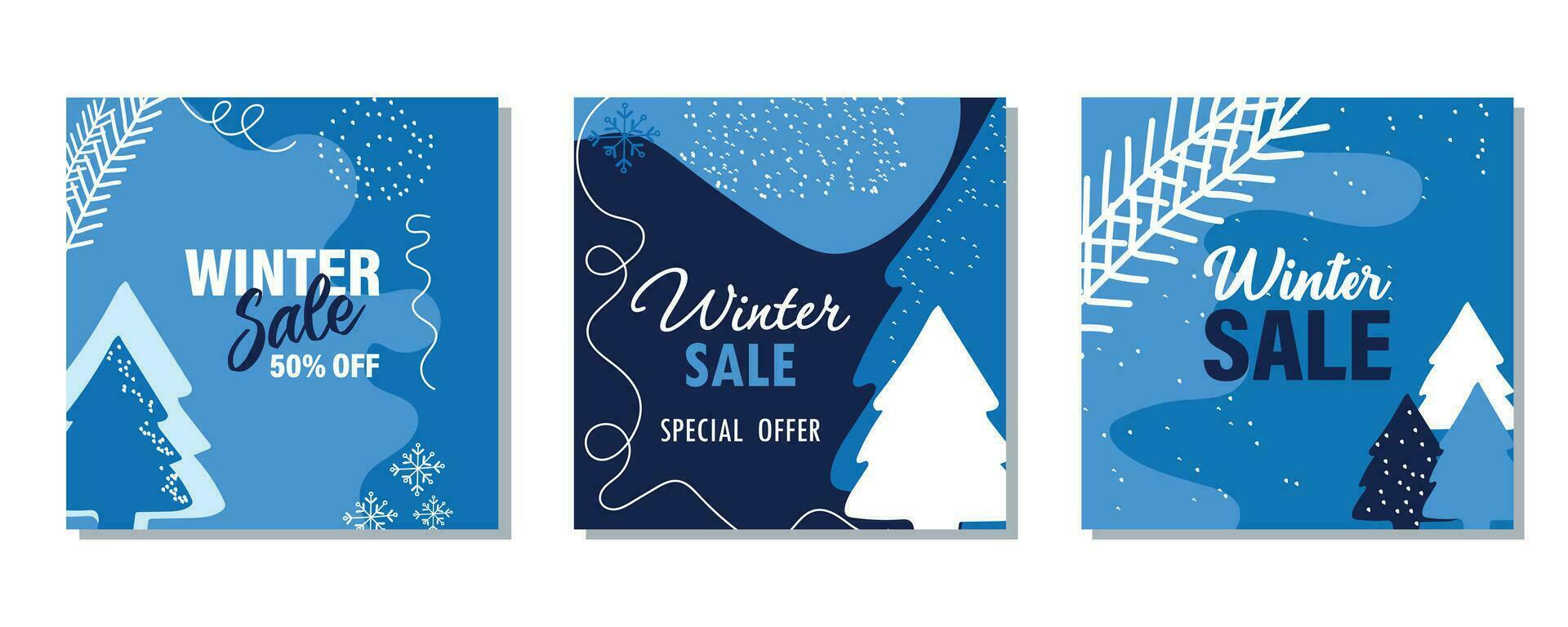 conjunto de nuevo año invierno pancartas vector