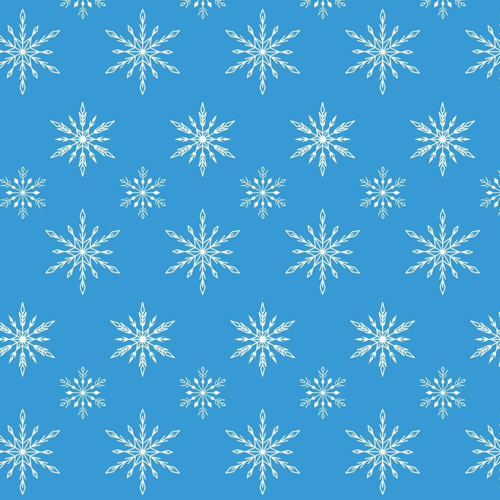 Seamless winter pattern with snowflakes. White snowflakes on blue. vector