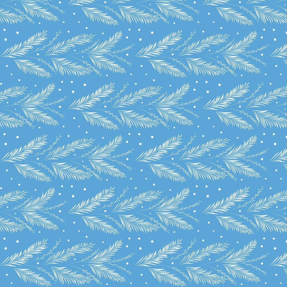 Seamless Christmas holiday pattern with fir branches and snow. Pattern in the panel samples. vector