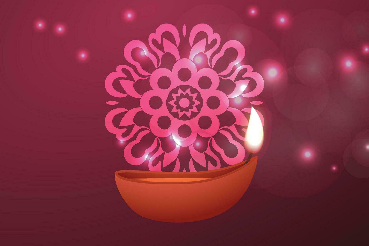 Pink Flower Candle in Orange Bowl on Magenta Background vector