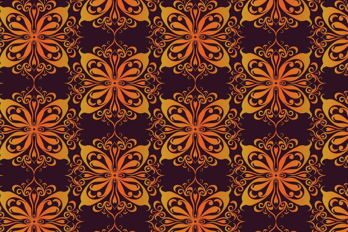 naranja floral patrón, un sin costura y simétrico diseño vector