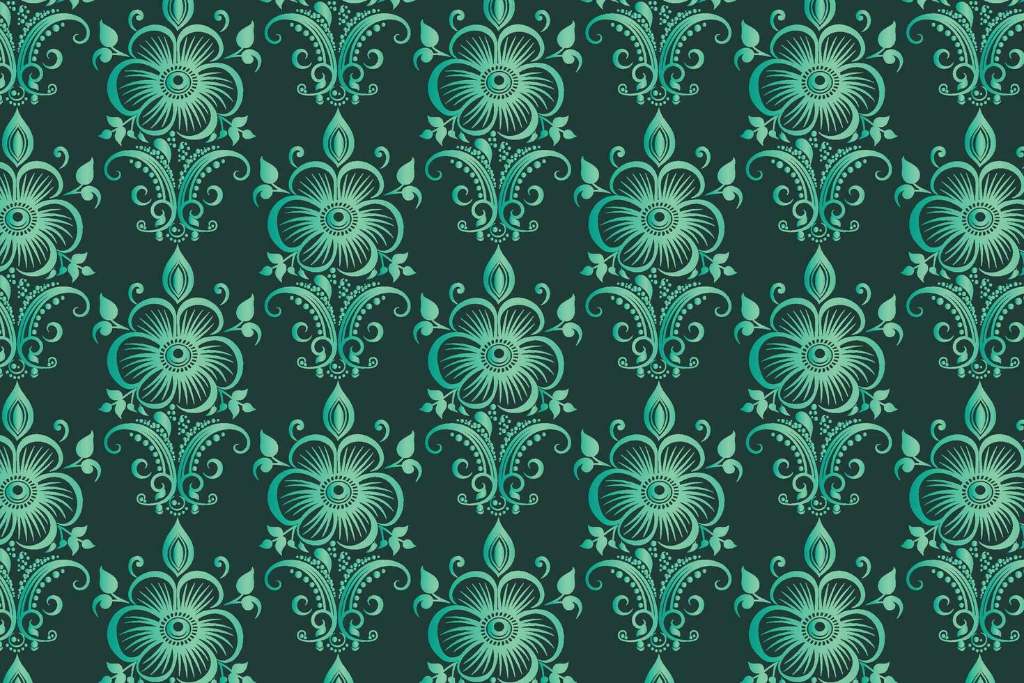 Dark Green floral Pattern with Intricate Details vector