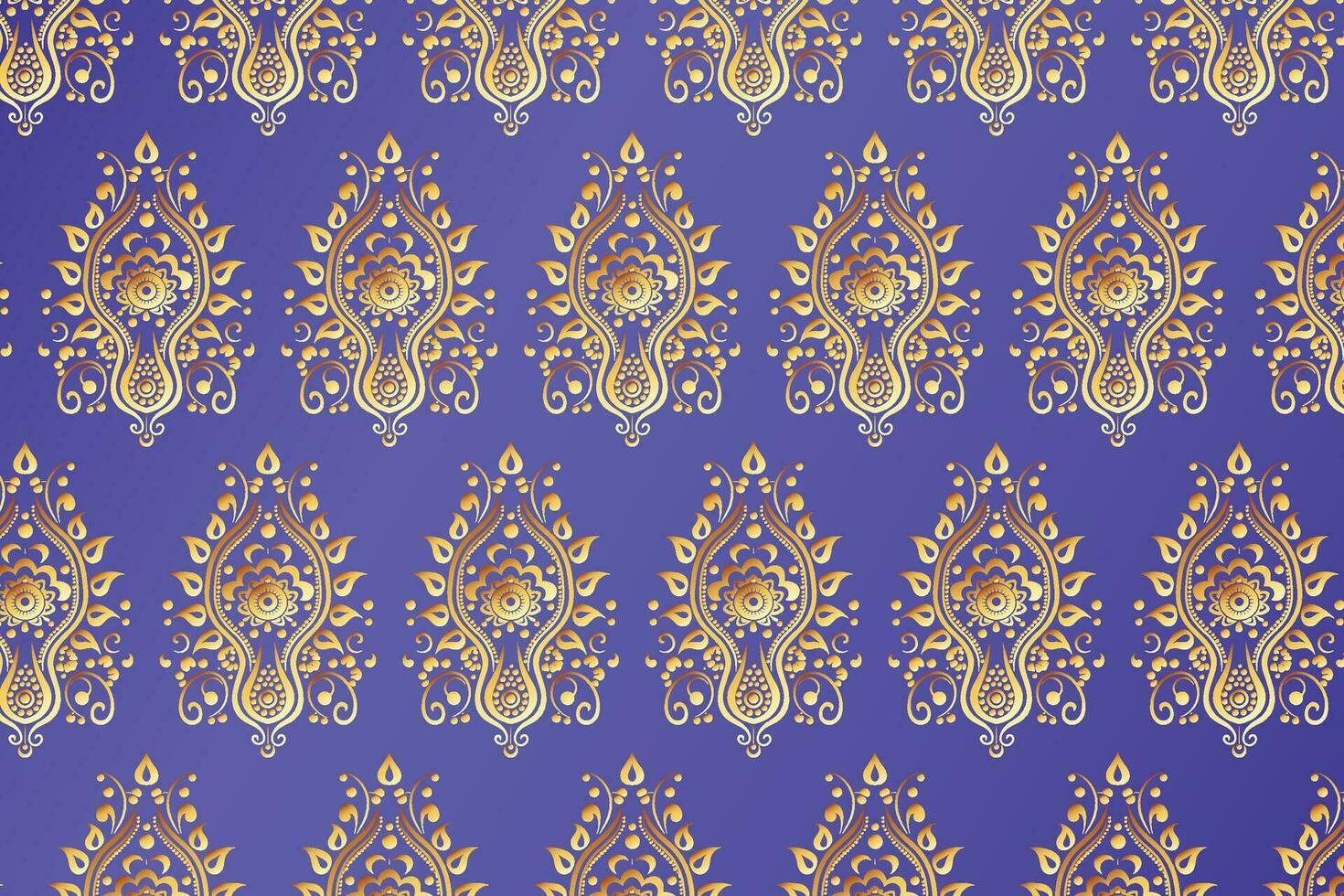 Ornate Gold and Purple Indian Pattern Wallpaper vector