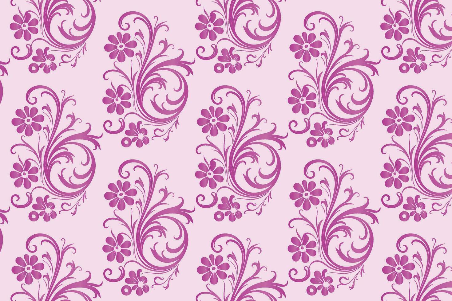 rosado floral modelo con remolinos y flores vector