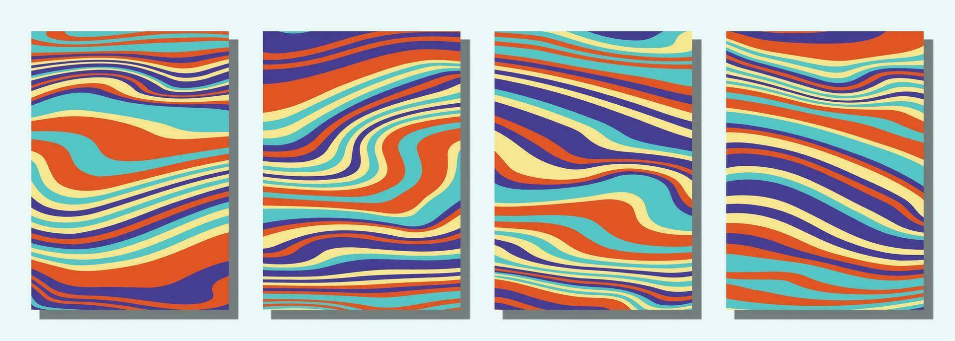 Abstract psychedelic groovy set background. vector