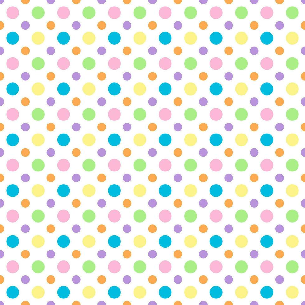 Polka dots seamless pattern , colorful vector dots illustration on white background.