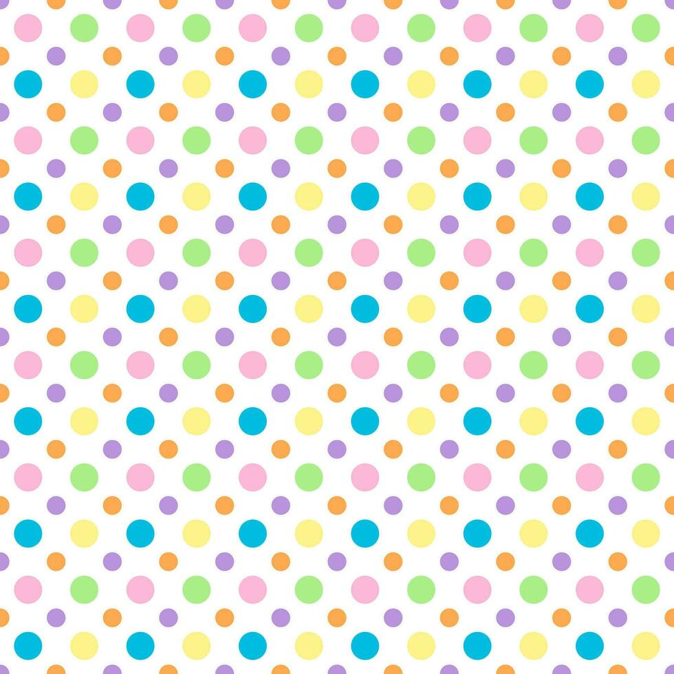 Polka dots seamless pattern , colorful vector dots illustration on white background.