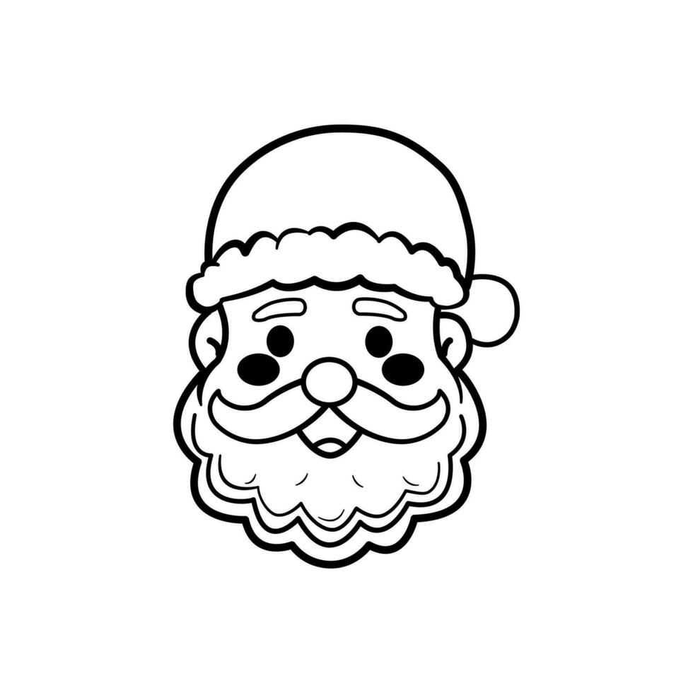 Santa Claus black vector icon on a white background, mustache, happy, Christmas, New Year