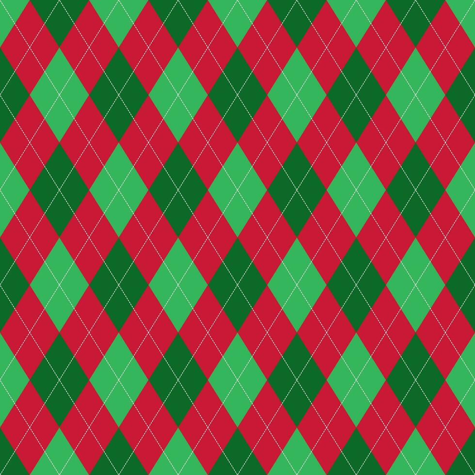 rojo y ligero verde cuadrado argyle vector modelo con blanco punteado líneas, sin costura geométrico antecedentes para de los hombres ropa, envase papel ,Navidad diseño.