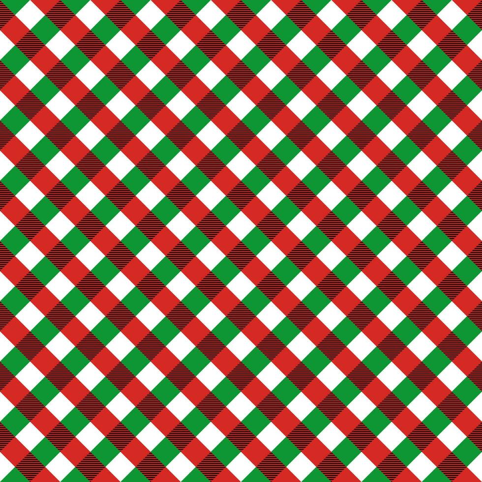 Red and green seamless pattern background, plaid template design for clothing fabric,  geometric vector illustration.