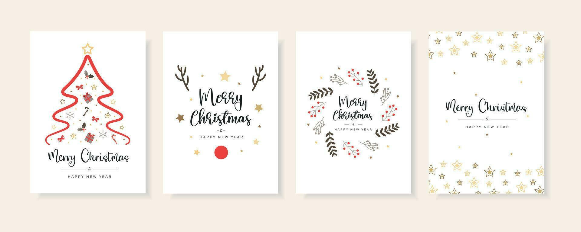 Merry Christmas and Happy New Year Set of backgrounds, greeting cards, posters, holiday covers vector