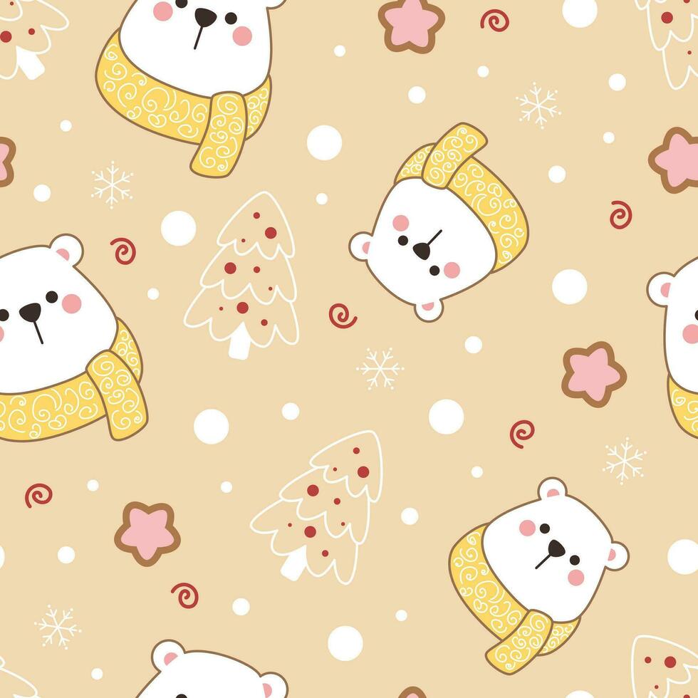 Christmas Seamless pattern with cute white bears vector