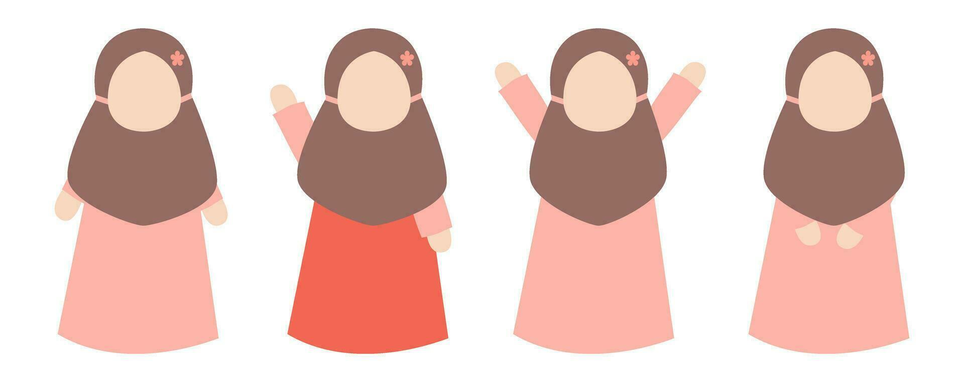 A collection of Muslim children's hijab characters vector