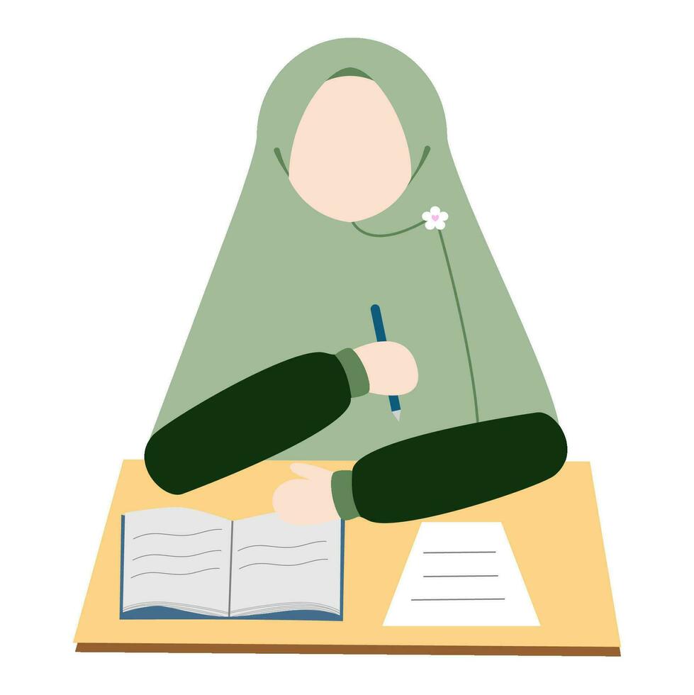 illustration of Muslim women studying vector