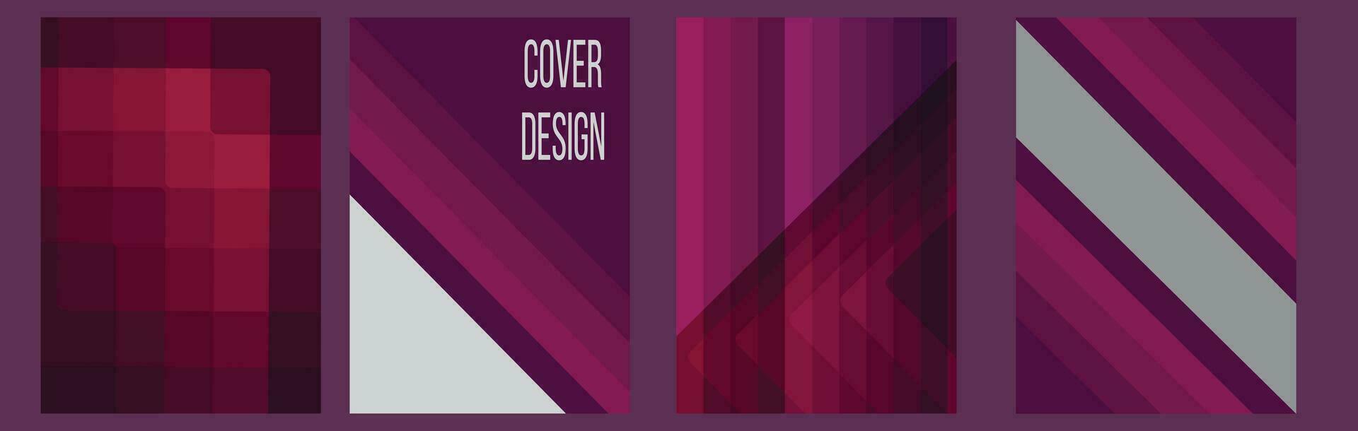 Abstract purple color cover design template. Geometric gradient background. Background for presentation, brochure, catalog, poster, book, magazine decoration. Set of book cover brochure template vector