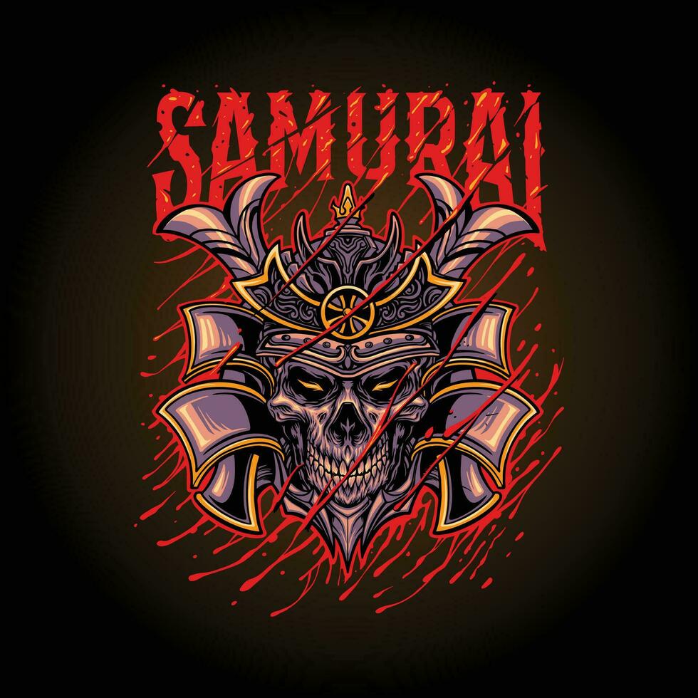 Samurai nightmare skull helmetvector illustrations for your work logo, merchandise t-shirt, stickers and label designs, poster, greeting cards advertising business company or brands. vector