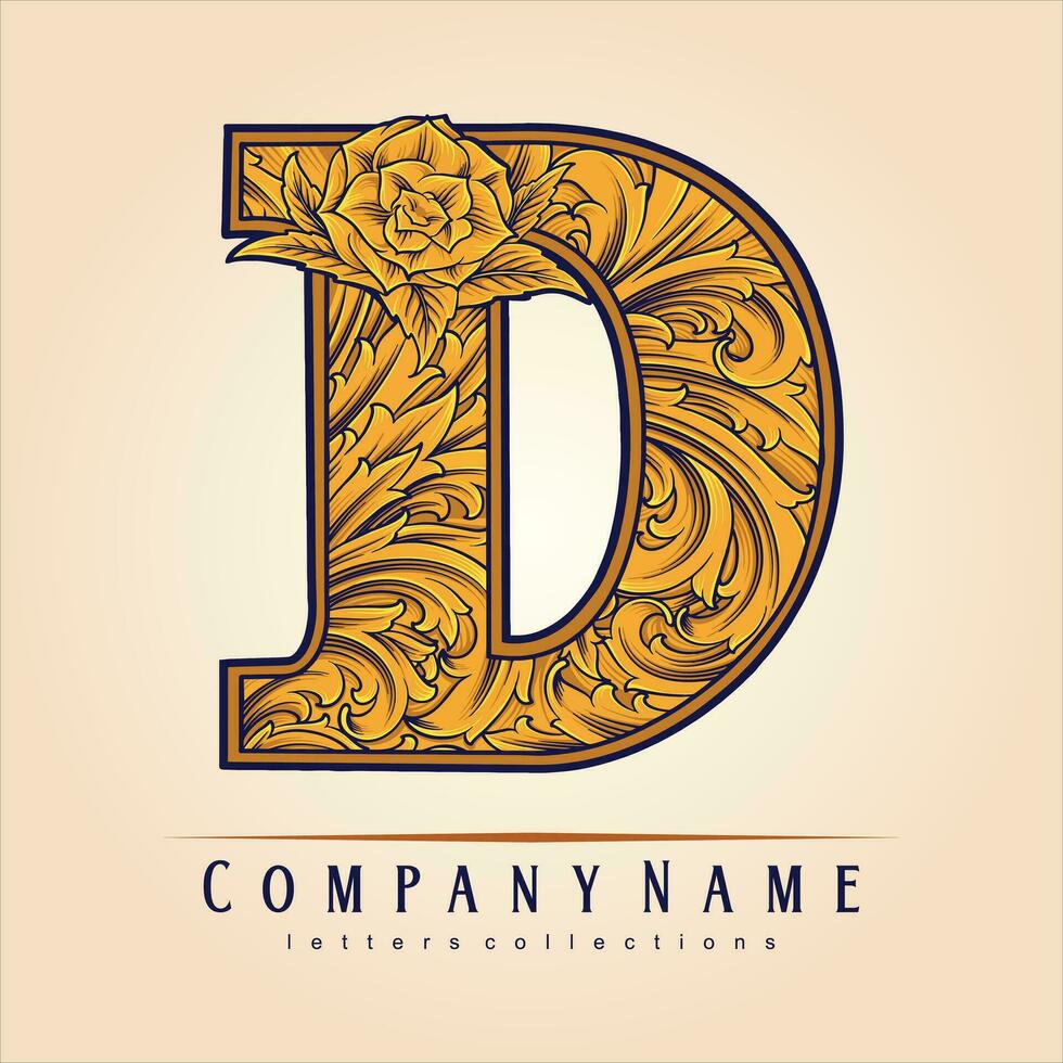 Elegant letter D Initial Monogram Logo vector illustrations for your work logo, merchandise t-shirt, stickers and label designs, poster, greeting cards advertising business company or brands.