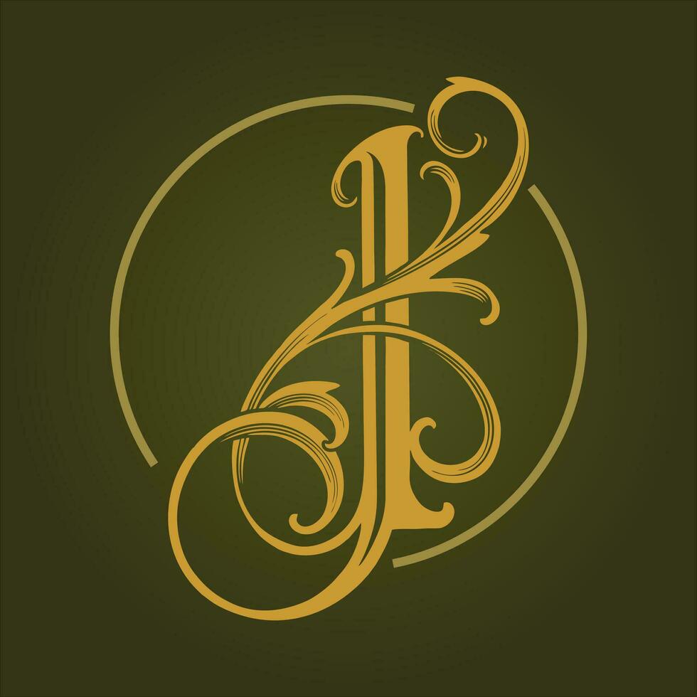 Luxury vintage lettering I monogram logo flourish vector illustrations for your work logo, merchandise t-shirt, stickers and label designs, poster, greeting cards advertising business company