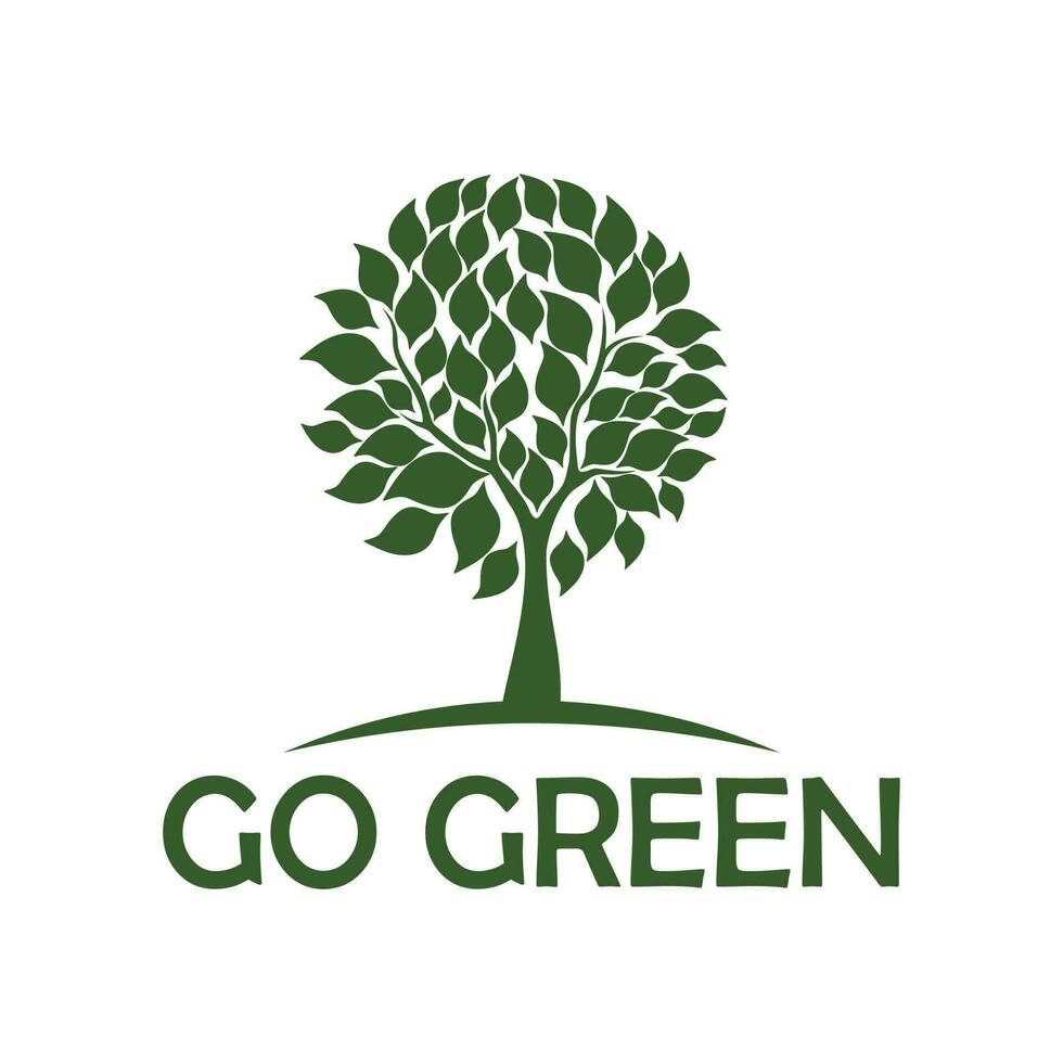 Tree life logo design vector. Go green logo template icon vector