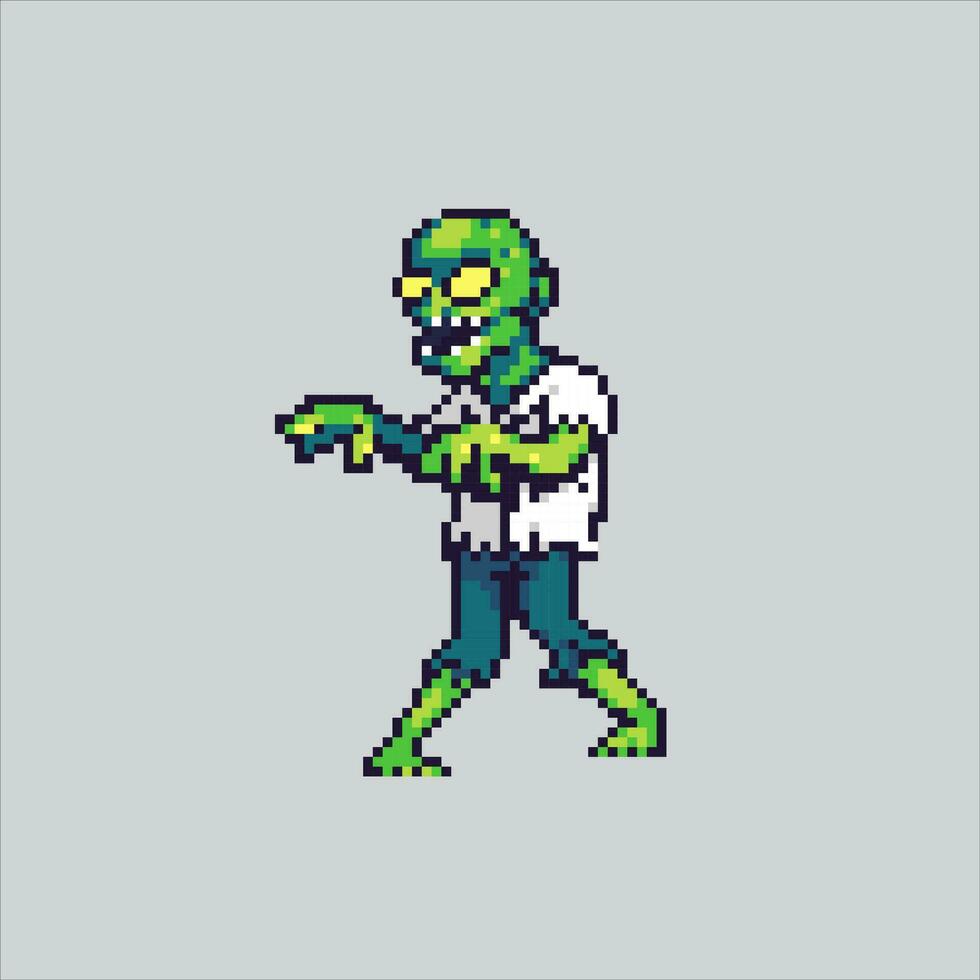 Pixel art illustration Spooky zombies. Pixelated zombie. Scary Spooky Zombie pixelated for the pixel art game and icon for website and video game. old school retro. vector