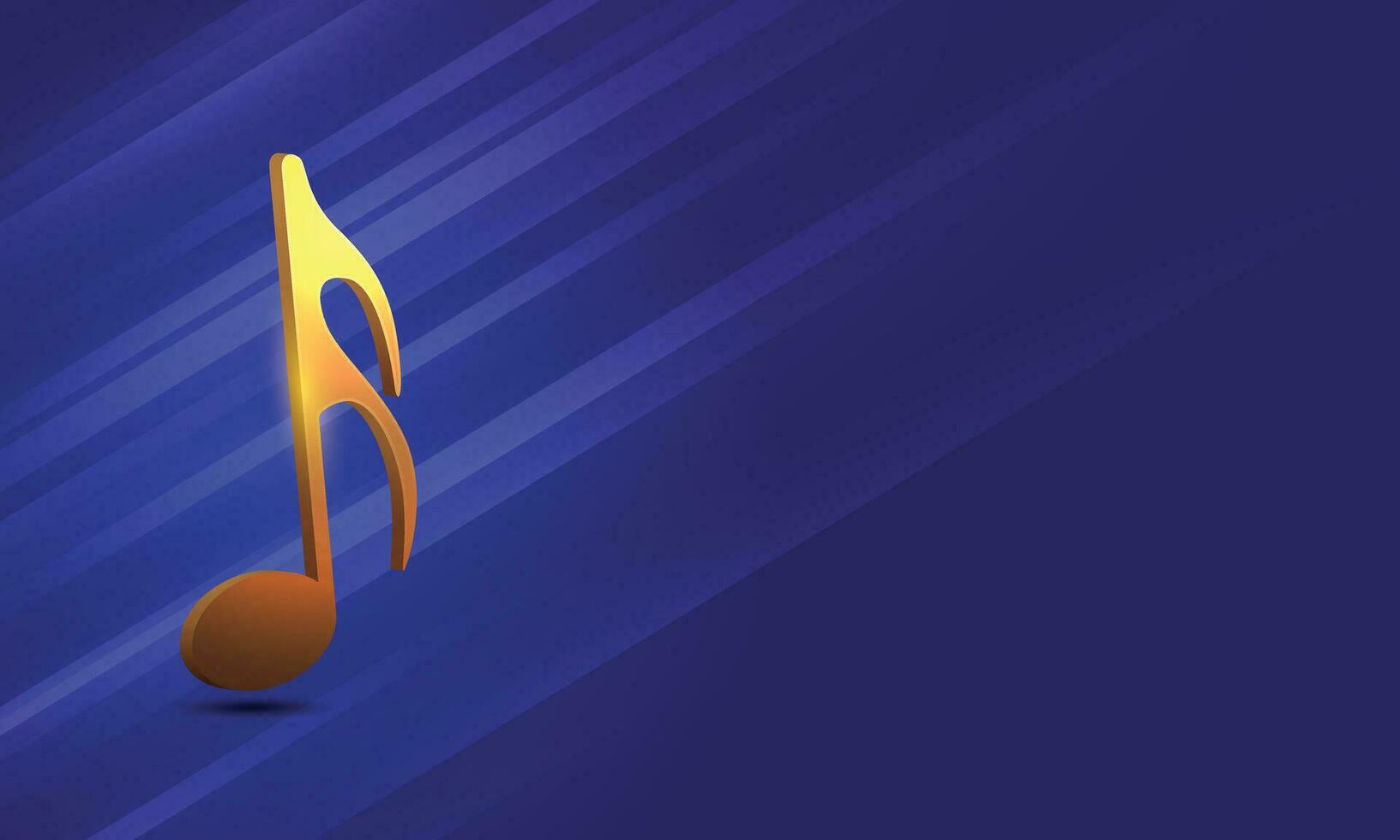 gold color music icon in blue background vector style