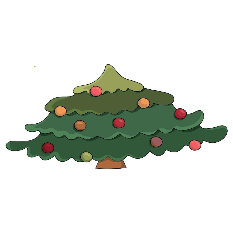 verde Navidad árbol. vector ilustración en un blanco antecedentes. nuevo año símbolo. moderno plano diseño