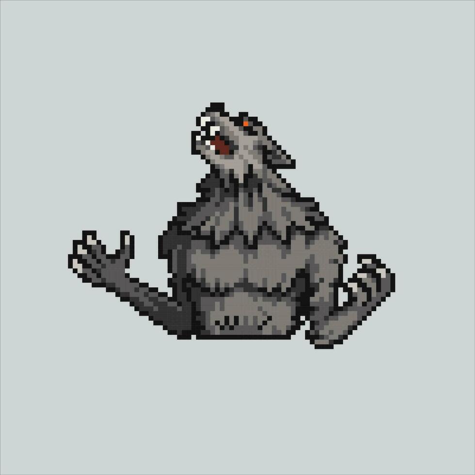 Pixel art illustration Werewolf. Pixelated Werewolf. Werewolf pixelated for the pixel art game and icon for website and video game. old school retro. vector