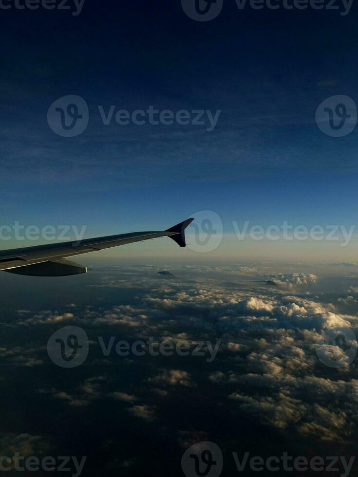Aerial view from airplane windows photo