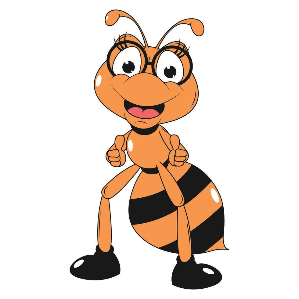 linda hormiga animal ilustración de dibujos animados vector