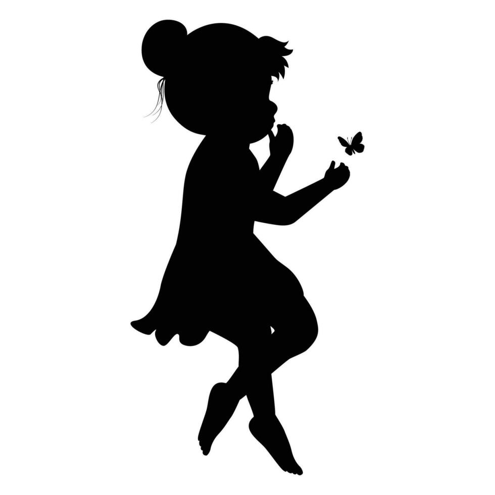 cute little girl silhouette vector