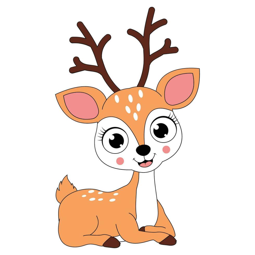 cute deer animal cartoon illustration vector