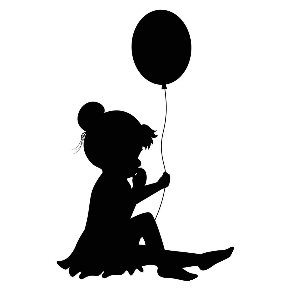 cute little girl silhouette vector