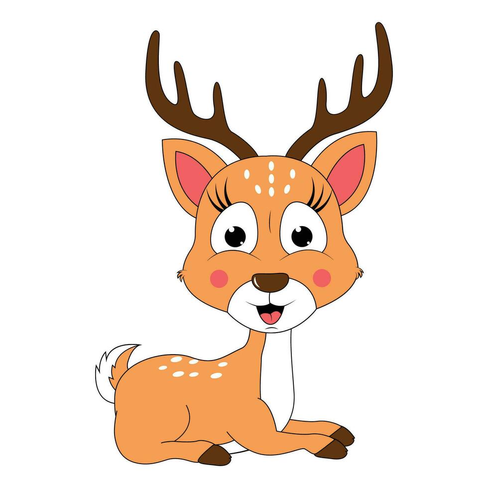 cute deer animal cartoon illustration vector