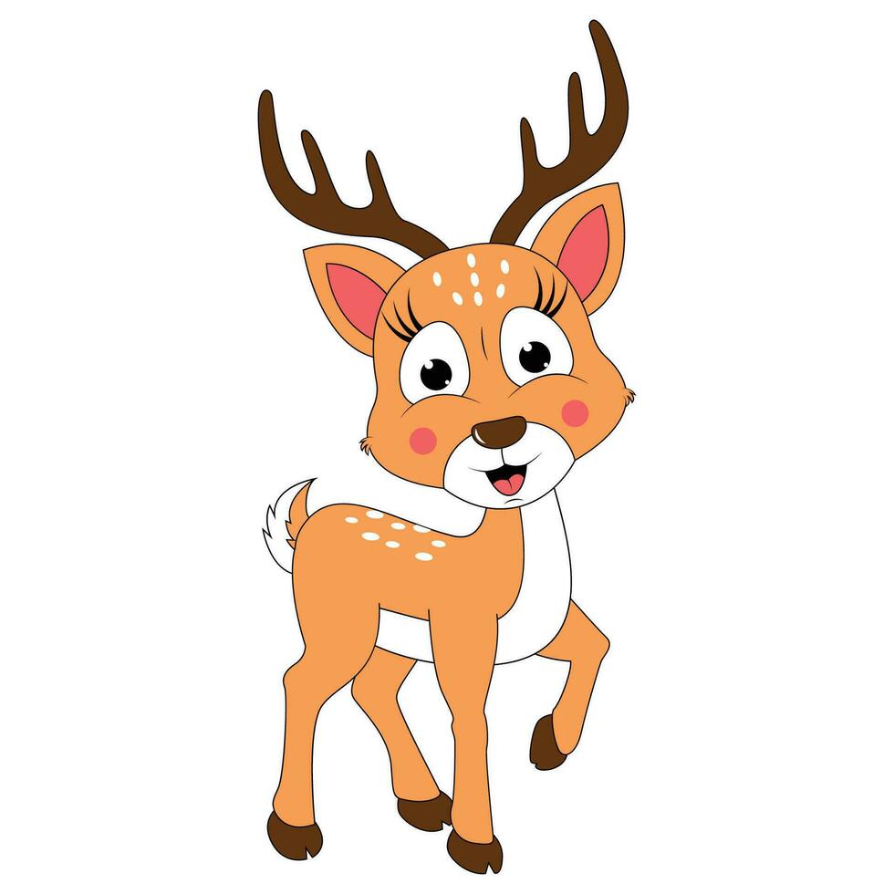cute deer animal cartoon illustration vector