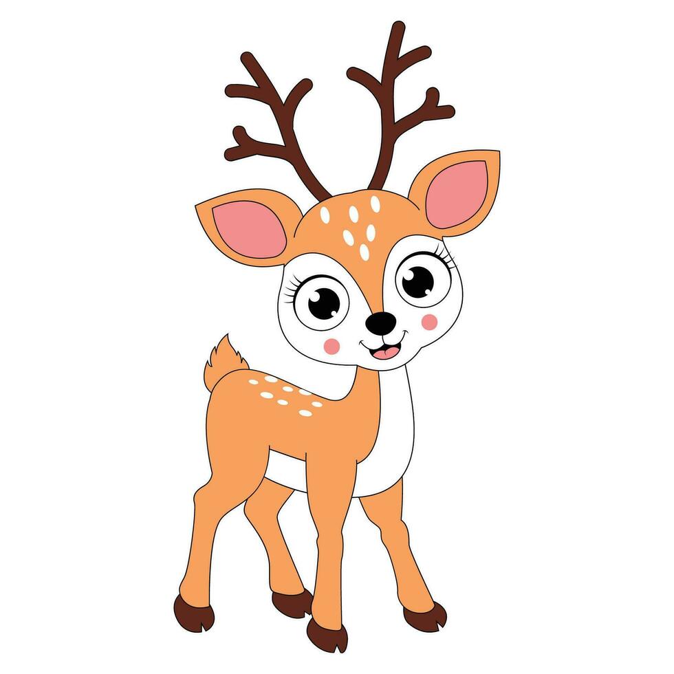 cute deer animal cartoon illustration vector