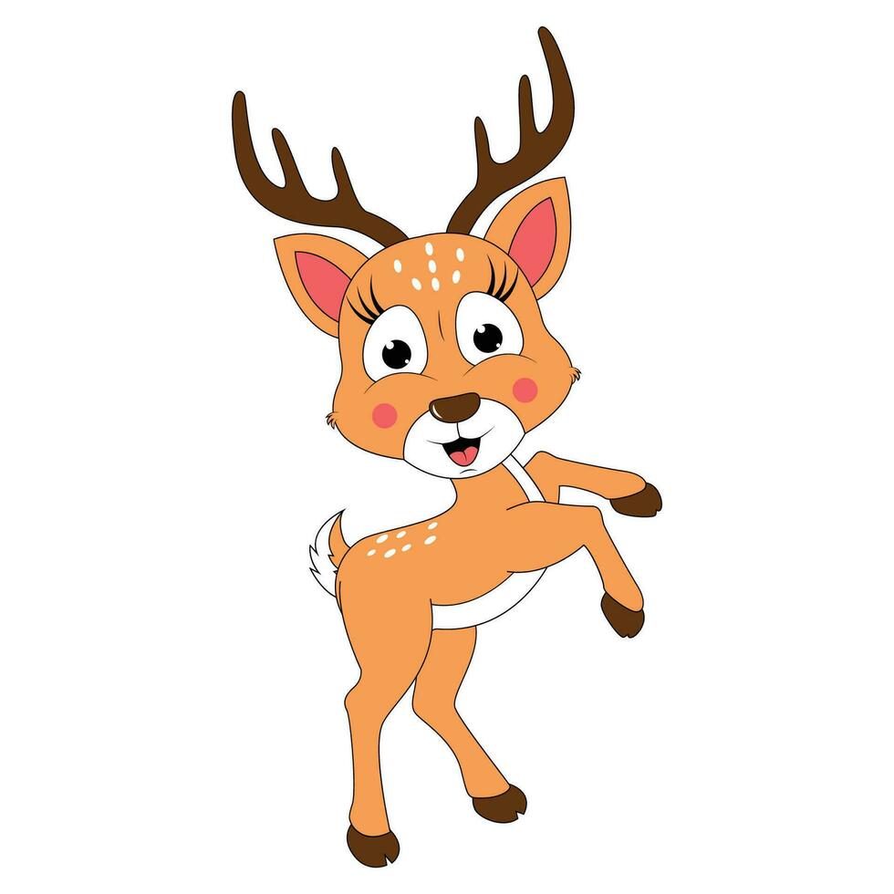 cute deer animal cartoon illustration vector