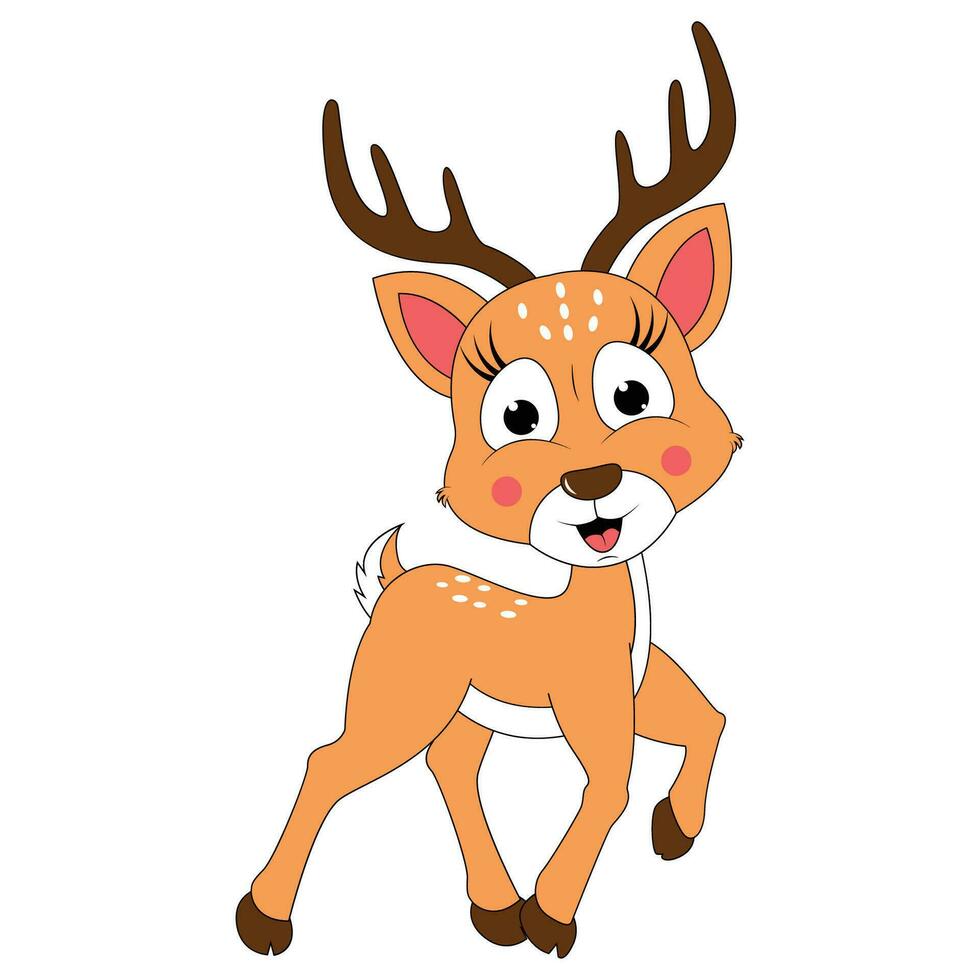 cute deer animal cartoon illustration vector