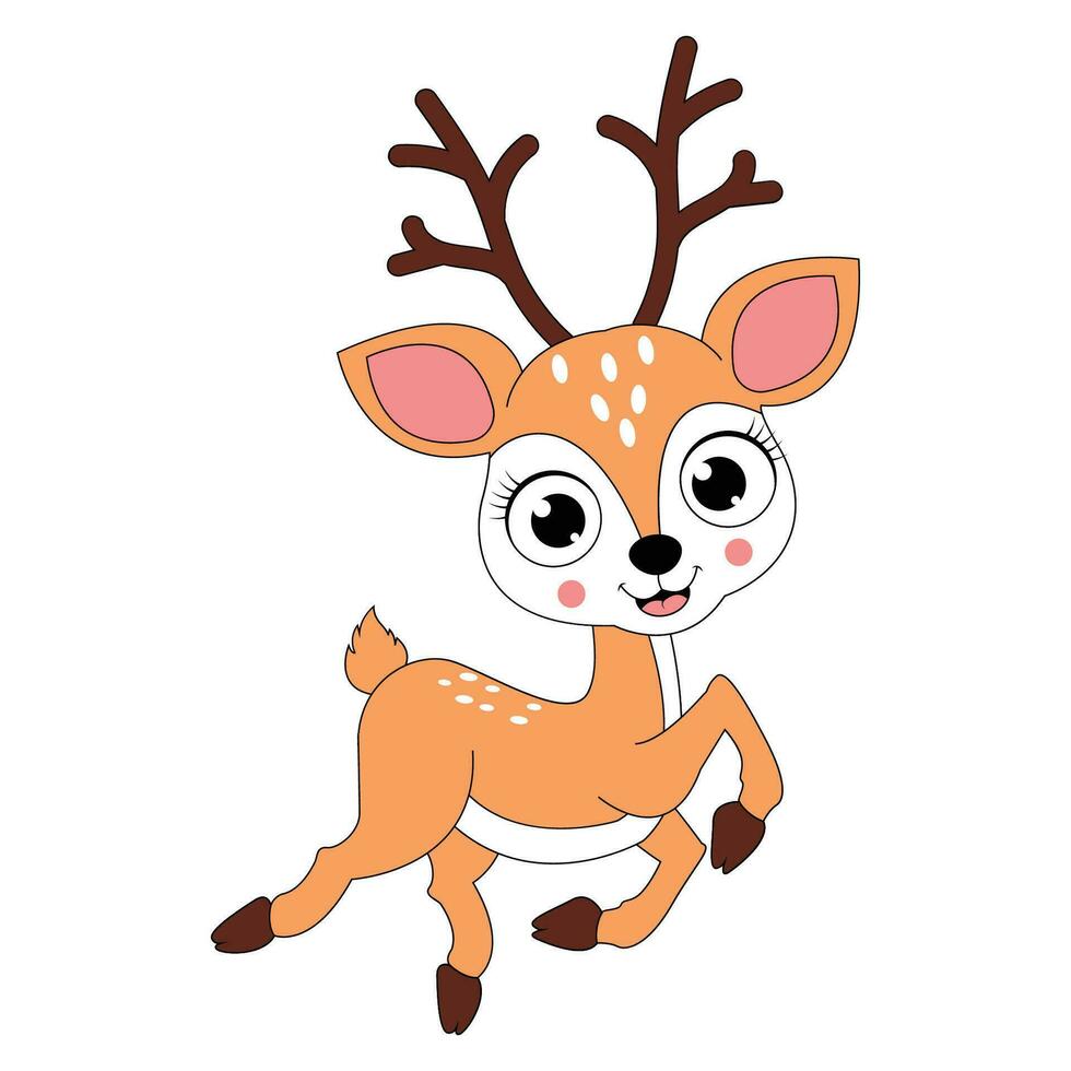 cute deer animal cartoon illustration vector