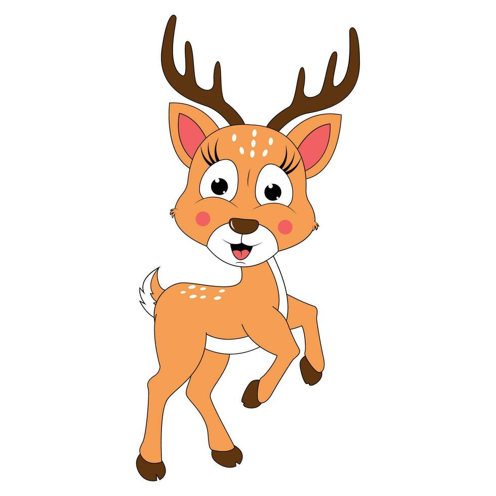 cute deer animal cartoon illustration vector
